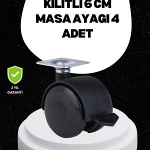 6 cm Kilitli Tekerlek Ayak 4 Adet Sehpa ve Ekipman Uyumlu