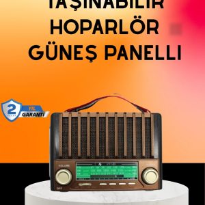 Solar Şarjlı Taşınabilir Radyo Bluetooth Hoparlör USB SD Destekli
