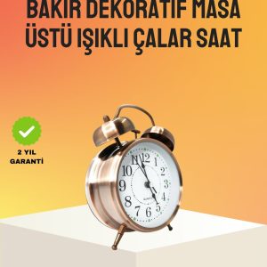 Retro Tarz Bronz Dekoratif Masa Saati Metal Gövde Yüksek Sesli Alarm