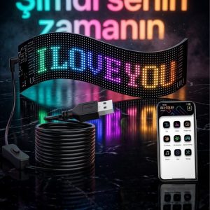 60 cm LED Matrix Panel 16x96 Piksel Bluetooth Kontrollü RGB Kayan Yazı Ekranı