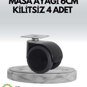 Halı ve Beton Uyumlu Kilitsiz Mobilya Tekerleği 4’lü
