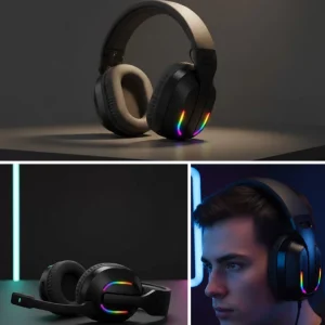 RGB Aydınlatmalı Kablosuz Oyuncu Kulaklığı Konsol ve PC Uyumlu