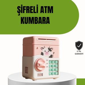 ATM Tasarımlı Pembe Işıklı Sesli Çocuk Kumbarası