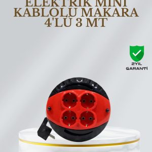 CE Belgeli 3 Metre 4’lü Kablolu Priz Makara