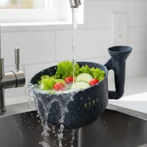 Modern Tasarımlı Sebze Yıkama Kabı Süzgeçli Pratik Mutfak Aparatı