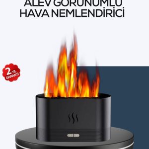 Aromatik Oda Kokusu Difüzörü Alev Tasarımlı LED Işıklı Nemlendirici