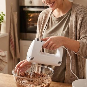 Paslanmaz Çelik Çırpıcılı El Mikseri 250W Çok Kademeli Mutfak Mikseri