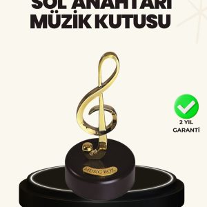 Dönen Sol Anahtarı Figürlü Müzik Kutusu Şık Hediyelik Dekor