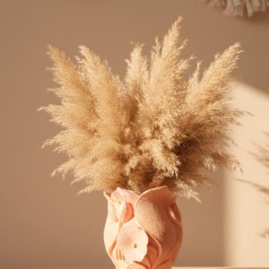 Modern 3D Turuncu Çiçek Vazo Masaüstü Salon Dekoru