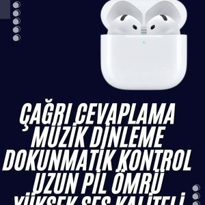 Bluetooth Kulaklık Beyaz Çağrı Cevaplama Dokunmatik Kontrol Kablosuz