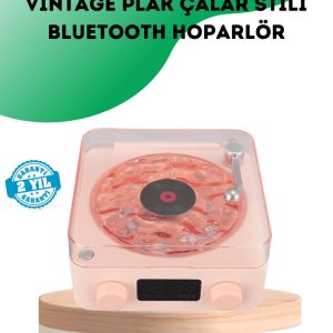 Retro Bluetooth Hoparlör – Kristal Ses Gece Lambası Saatli Tasarım