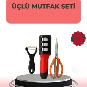 3 Parçalı Çok Fonksiyonlu Mutfak Makas Seti – Paslanmaz Çelik Ergonomik Tasarım
