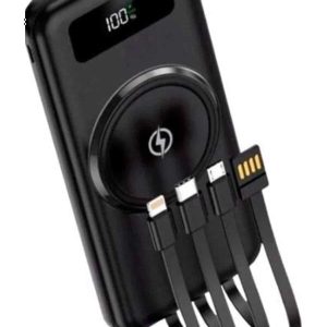 Kablosuz Çoklu Şarj Girişli 10.000 Mah Kablolu Powerbank Taşınabilir