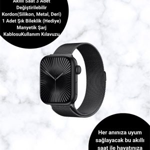 Mini Series 10 Akıllı Saat | 3 Kordon + Bileklik Hediyeli Tüm Telefonlarla Uyumlu