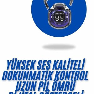 Kablosuz Dijital Göstergeli Powerbanklı IOS ve Android Uyumlu Gaming Kulaklık