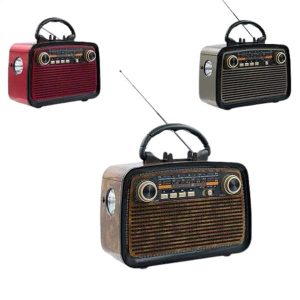 Bluetooth Hoparlör Ahşap Renk Vintage Işıklı Nostaljik Radyo Fm Ahşap Görünümlü