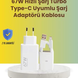 67W Hızlı Şarj Adaptörü ve Veri Aktarım Özellikli Type-C Kablo Seti