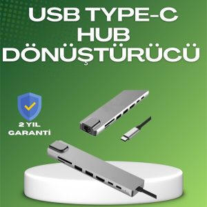 Seyahat Dostu 8‑in‑1 Hub – Şarj & Veri & Video & Ağ için Eksiksiz Çözüm