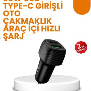 Araç Çakmak Girişli 38W Hızlı Şarj Aleti – İki Cihaz Destekli