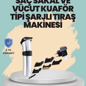 Profesyonel Erkek Tıraş Makinesi – Kablosuz Paslanmaz Bıçaklı ve Tam Aksesuar