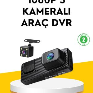 3 Kameralı Araç İçi DVR Kayıt Cihazı Ön İç Arka Kamera Full HD