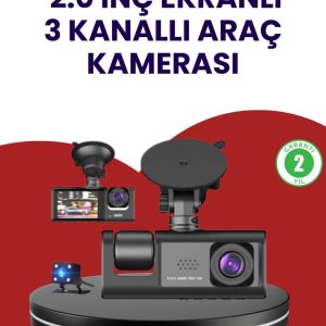 Üç Kameralı Araç Kamerası | Full HD 1080P Ön + HD İç/Arka