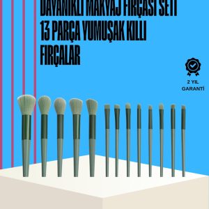 Taşınabilir Ergonomik Yapılı 13 Adet Fiber Kıllı Yüz ve Göz Makyaj Fırçası Seti