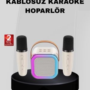 Taşınabilir Karaoke Hoparlör Bluetooth 5.0 ve Çift Mikrofonlu