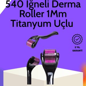 Evde Güvenli Kullanım İçin Titanyum Derma Roller – Siyah Saplı