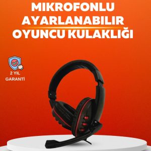 Stereo Kırmızı Gaming Kulaklığı Yumuşak Pedli Mikrofonlu
