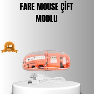 Çift Modlu Kablosuz Bluetooth 5.0 + 2.4GHz Mouse – 3 Cihaz Bağlantılı Hızlı Geçiş Düğmeli