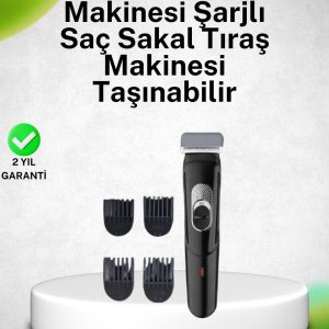 Paslanmaz Bıçaklı Şarjlı ve Sessiz Saç Sakal Kesme Makinesi – Ev Kullanımı İçin İdeal