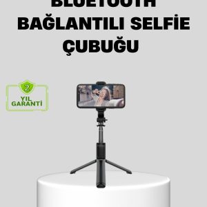 Bluetooth Selfie Çubuğu – 360° Dönebilen Başlık Kablosuz Bağlantı