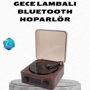 Gece Lambası Bluetooth Hoparlör Dijital Saat Çok Fonksiyonlu Su Dalgası Işıklı
