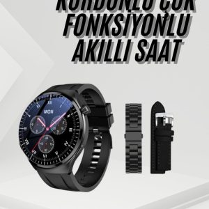 Amoled Ekran Metal Deri Silikon Kordonlu Uyku ve Sağlık Takibi