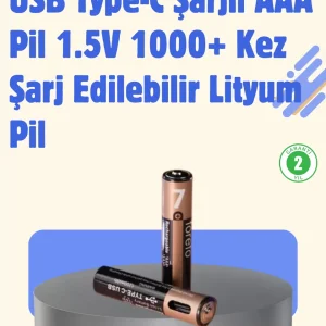 USB Type-C Şarjlı AAA Lityum Pil 1000+ Şarj Döngüsü ile Uzun Ömür