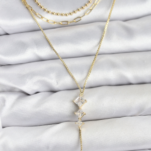 Xuping Zirkon Taşlı Sıralı Damla Model Gold Renk Kadın Küpe 5886