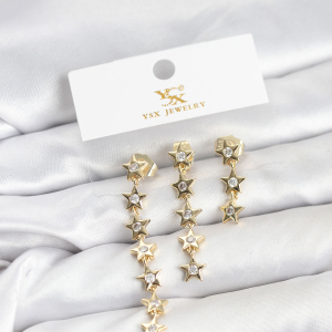 CCB Siyah Gold Çift Renk Küpe 5886
