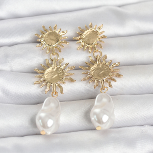 Pirinç Halka Model Gold Renk Kadın Set Küpe 5886
