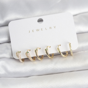 Pirinç Gümüş Renk Zirkon Taşlı Damla Earcuff Küpe 5886