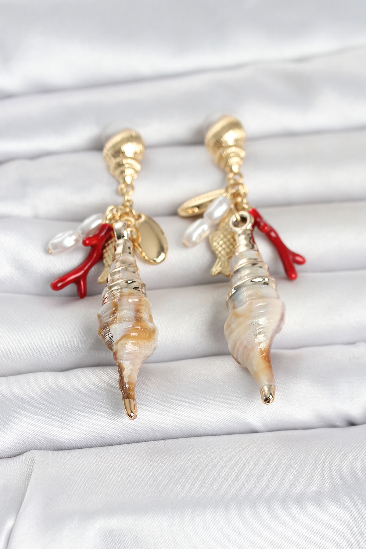 Pirinç Halka Model Gold Renk Kadın Set Küpe 5886