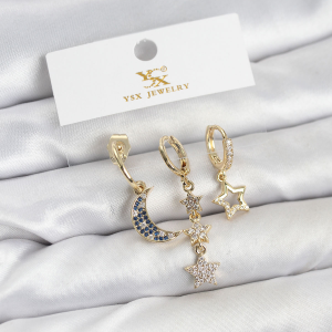 Pirinç Gold Renk Taşlı Minimal Küpe 5886