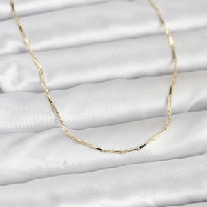 CM 14K Gold Renk Pirinç Ataç Zincir 60 cm Kadın Kolye 5886