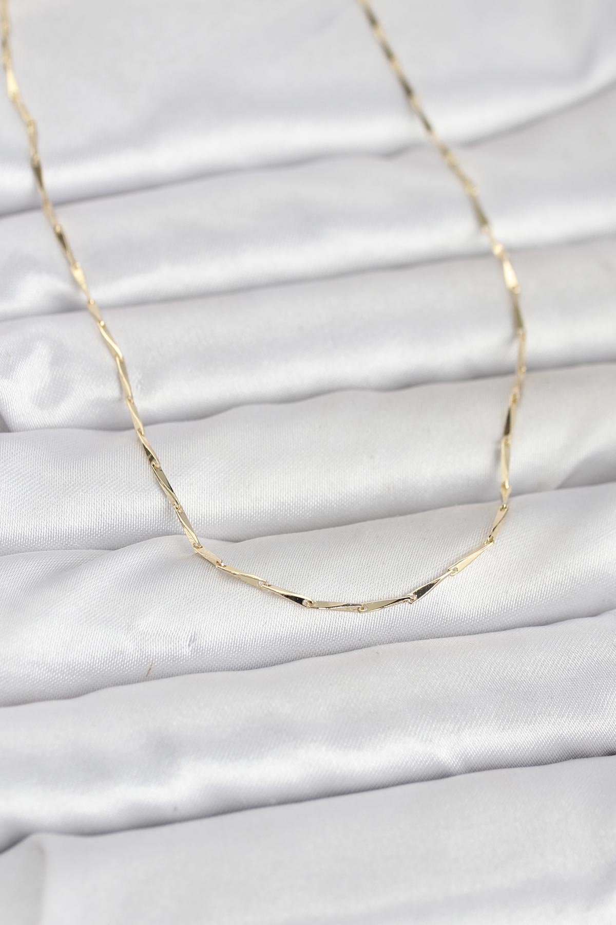 CM 14K Gold Renk Pirinç Ataç Zincir 60 cm Kadın Kolye 5886