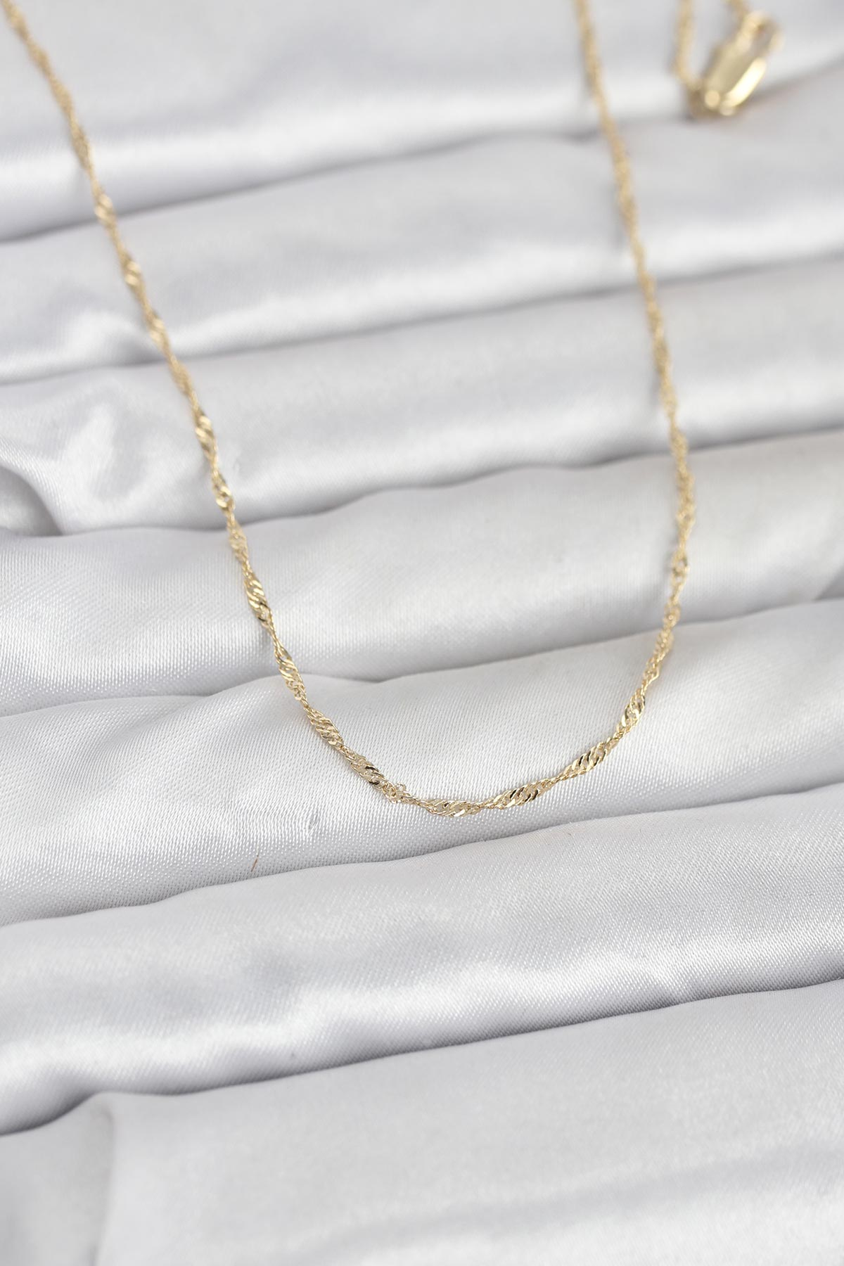 CM 14K Gold Renk Pirinç Ataç Zincir Kadın Kolye 5886