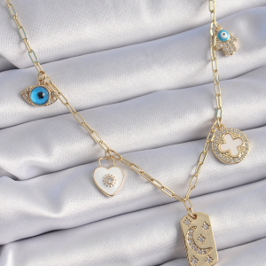 Pirinç Gold Renk Kahverengi Taşlı Vintage Kadın Küpe 5886