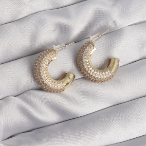 Pirinç Zirkon Taşlı Yıldız Model Gold Renk Çocuk Küpe 5886
