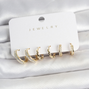 Pirinç Gümüş Renk İncili Baget Taşlı Earcuff Küpe 5886