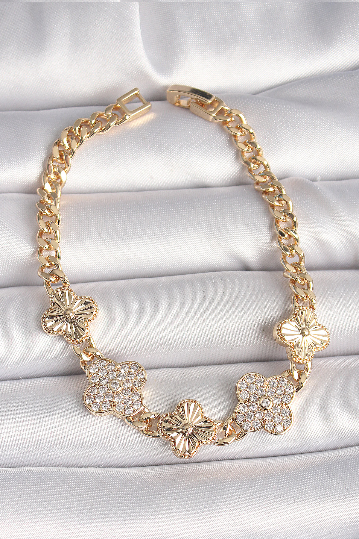 Pirinç Gold Renk Zirkon Taşlı Yılan Kalp Model Kadın Küpe 5886