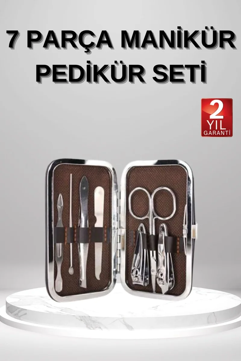 7 Parça Manikür Pedikür Seti El Ayak Bakımı Çantalı Paslanmaz Çelik 1 7 Parça Manikür Pedikür Seti El Ayak Bakımı Çantalı Paslanmaz Çelik